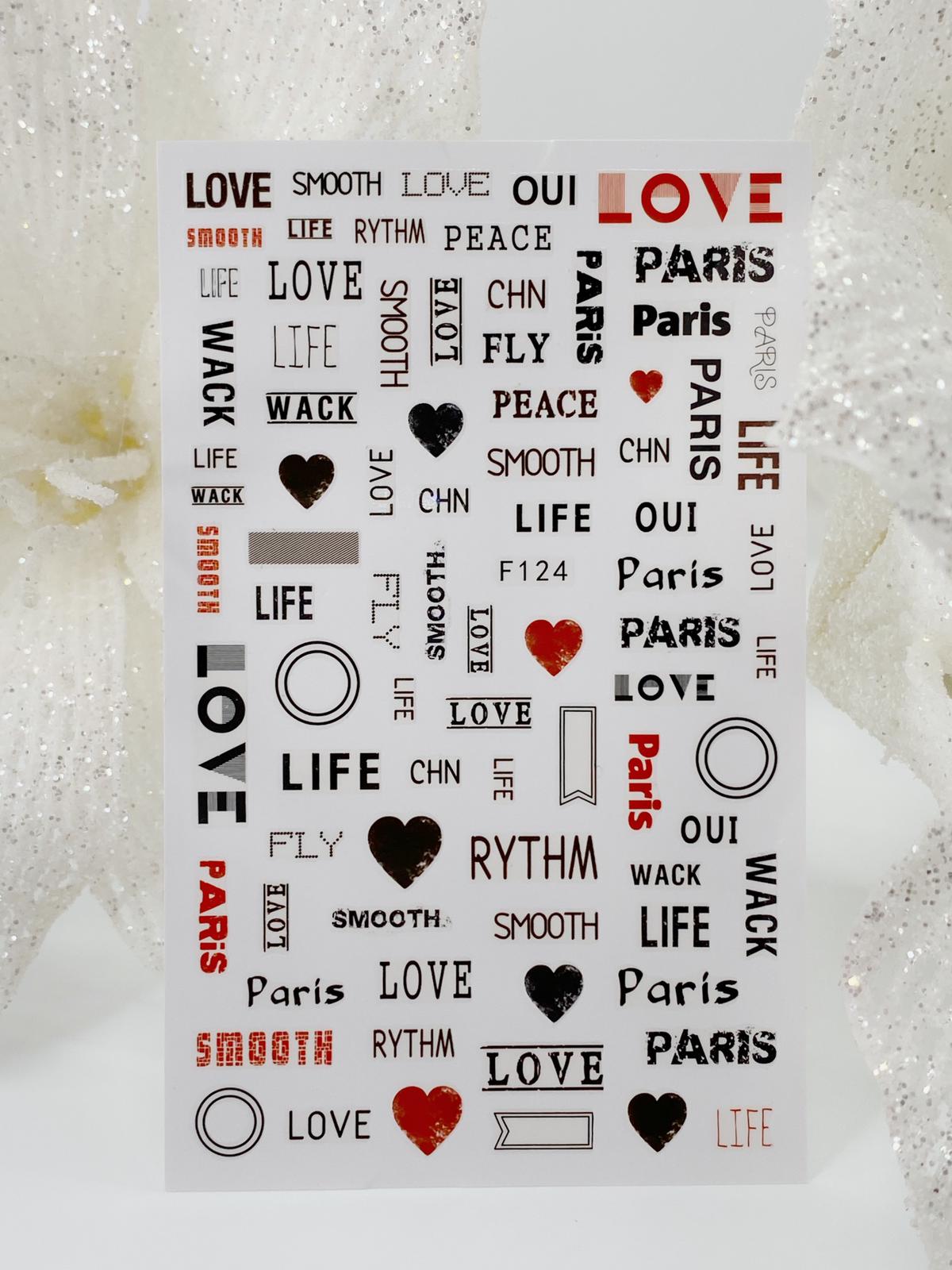 Nail Sticker F124 Love Paris