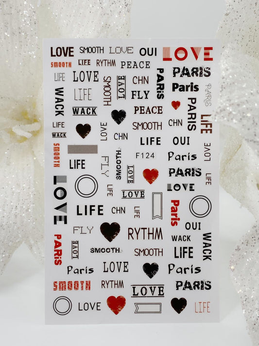 Nail Sticker F124 Love Paris